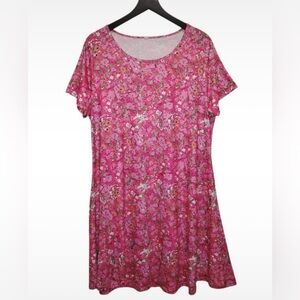 Plus Size Womens Floral Pink spring midi dress size 1XL pre-owned